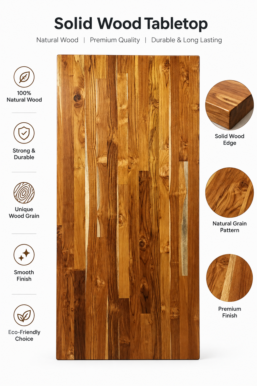 Teak Solid Wood Tabletop | Fittrock