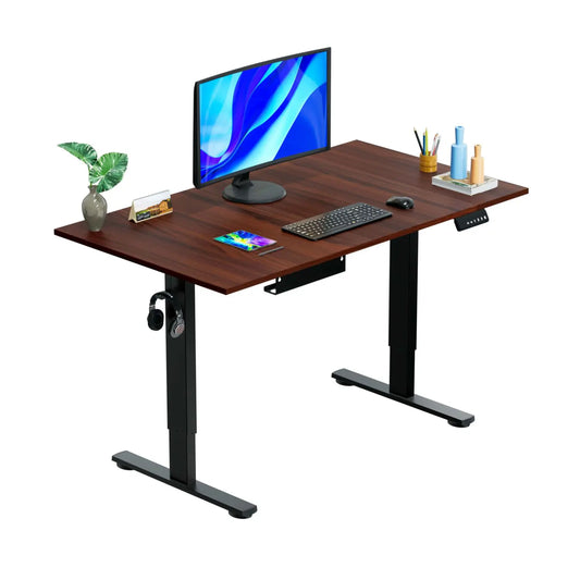 Electric Height Adjustable Desk | Standing Desk | Motorized Standing Desk (Black Frame with Brown Table Top 1200 X 750 mm)